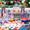 2 Pcs Patriotic Bow Red White Blue Wreath 4th of July Star Burlap American Flag Bow